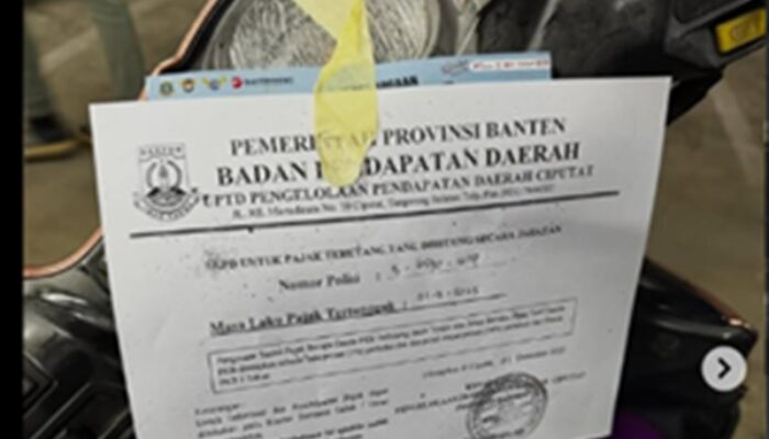 Nunggak Pajak, Motor Ditempeli Surat Penagihan dari Bapenda