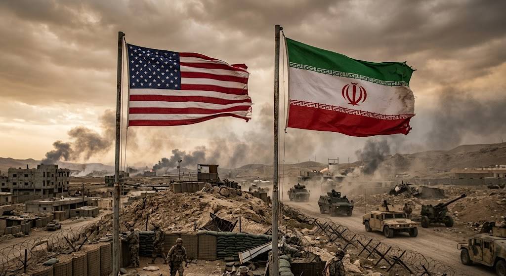 Ilustrasi konflik AS vs Iran